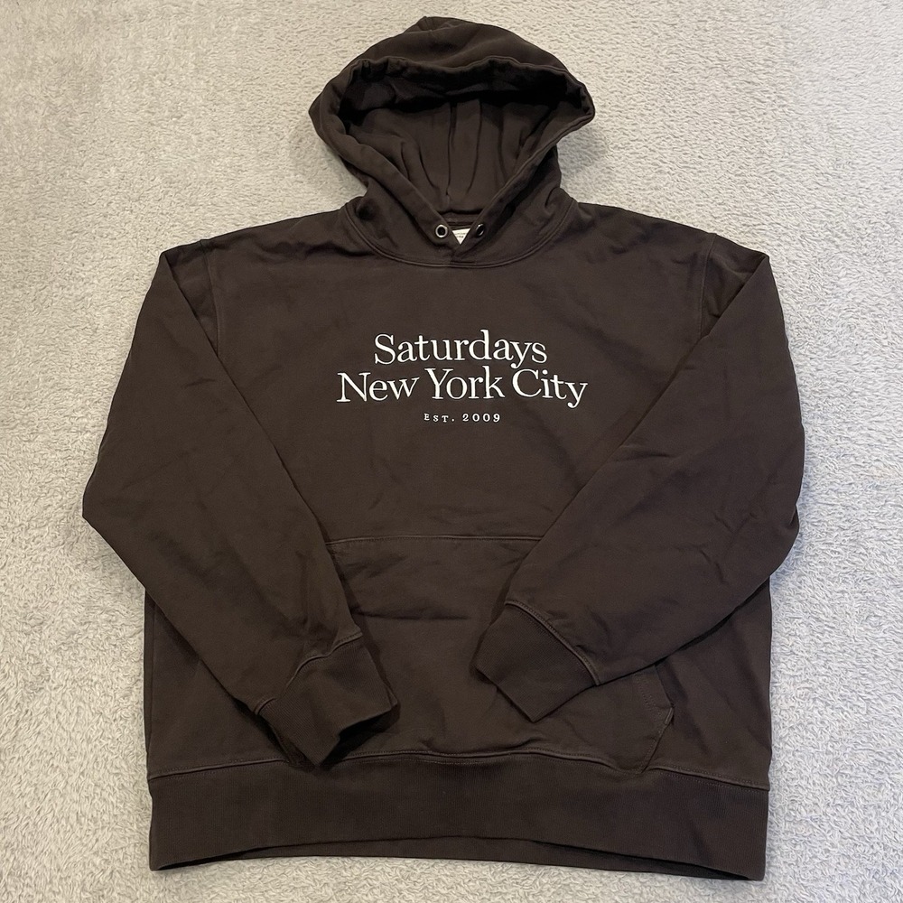 Saturdays‎ NYC Hoodie Mens Large Brown Ditch Miller Standard Sweatshirt FLAWS
